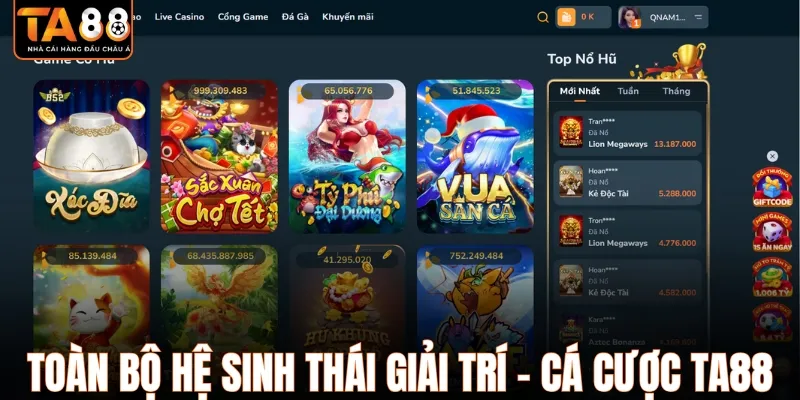 Giới thiệu toàn bộ hệ sinh thái giải trí - cá cược tại TA88